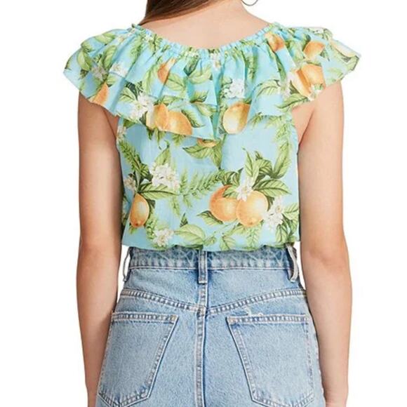 BB Dakota by Steve Madden Zest For Life Lemon Print Off Shoulder Top Size S - Picture 2 of 9